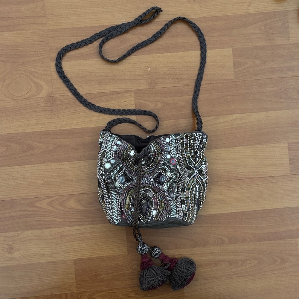 Zara Embellished Black and Brown Women's Bag